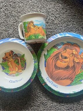 Vintage Disneys The Lion King Kids Plate, Bowl & Cup Set